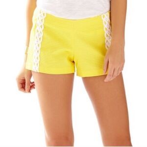 Lilly Pulitzer Yellow Textured Lace Trim  Shorts
